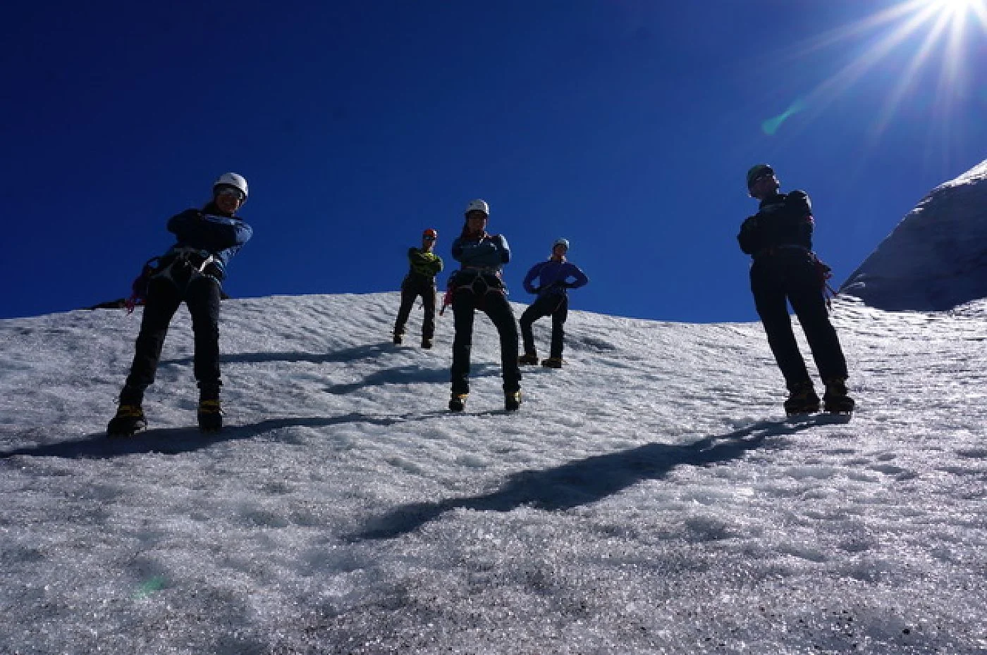 Fotopause auf einem Eishang  | © DAV Münster