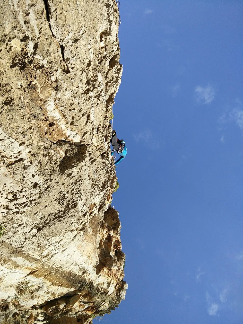 Ein Kletterer ist weit oben zu sehen | © DAV Münster