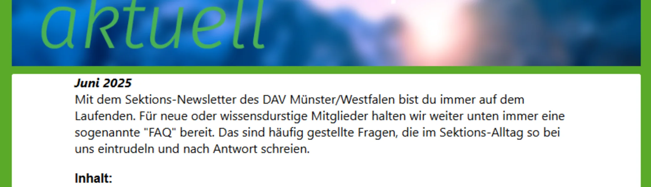 Newsletter Münster Alpin | © DAV Münster