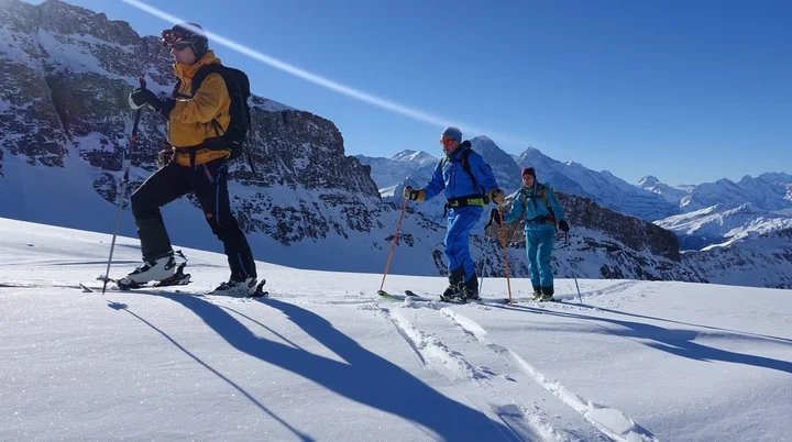 Ein Foto von einer Skitour in der Sonne | © DAV Münster / Christoph Jöst